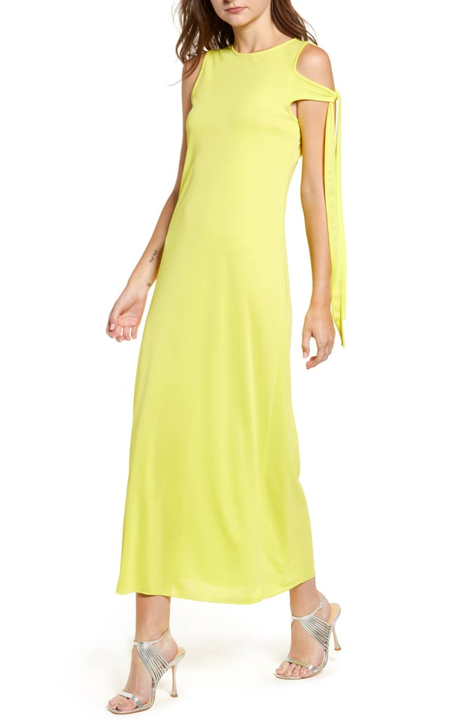 Dare to wear neon from head to toe? Try this midi dress ($130), which features clean lines and a minimal cut to offset the show-stopping color.
