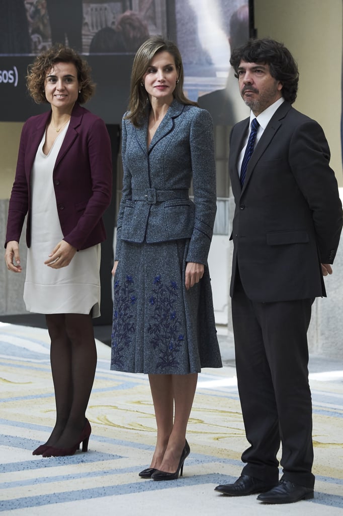 Queen Letizia Gray Felipe Varela Skirt Suit