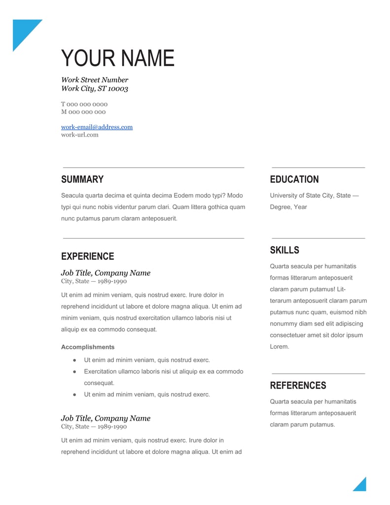 Download Free Resume Templates Microsoft Word