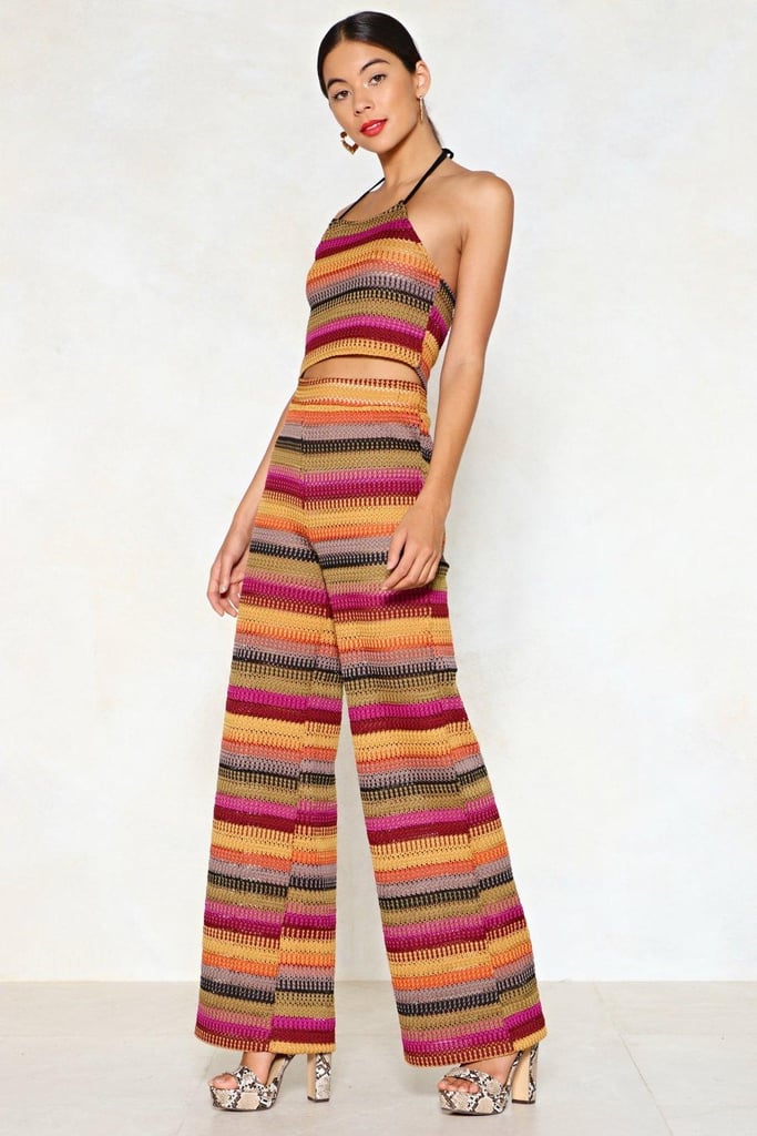 Nasty Gal Stripe One Halter Top and Wide-Leg Pants Set