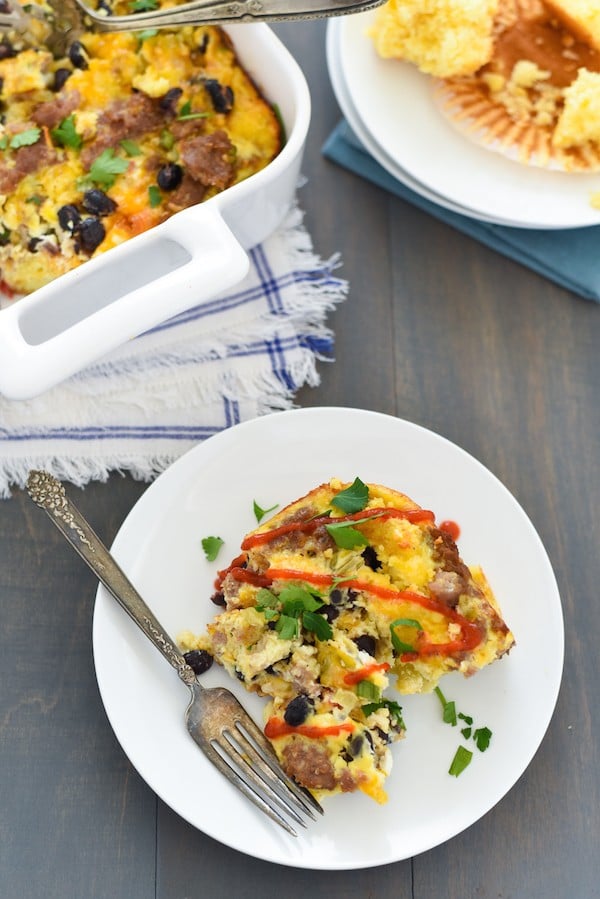 Southwestern Sausage and Cornbread Breakfast Casserole