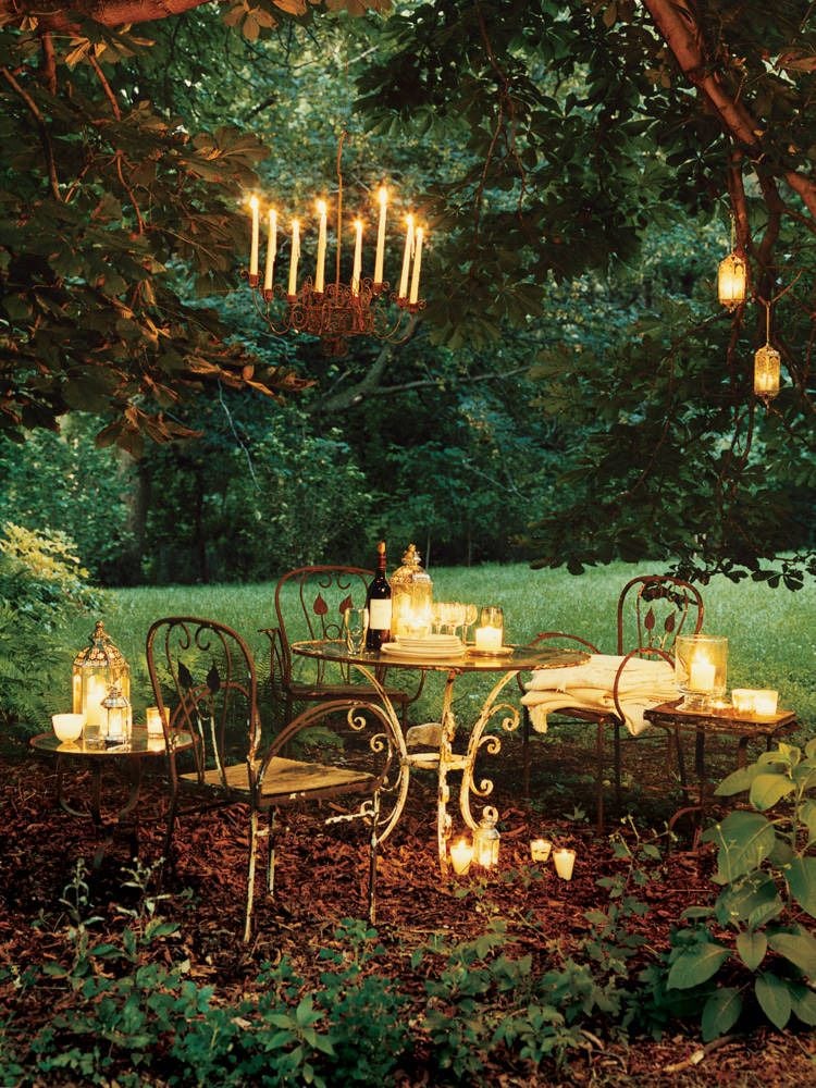 Fill an entire space with candles by utilizing nearby spaces like your backyard.