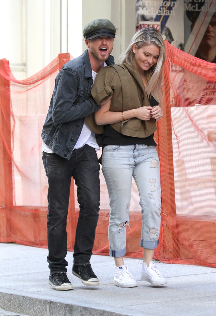 Aaron Paul and Lauren Parsekian in NYC August 2016