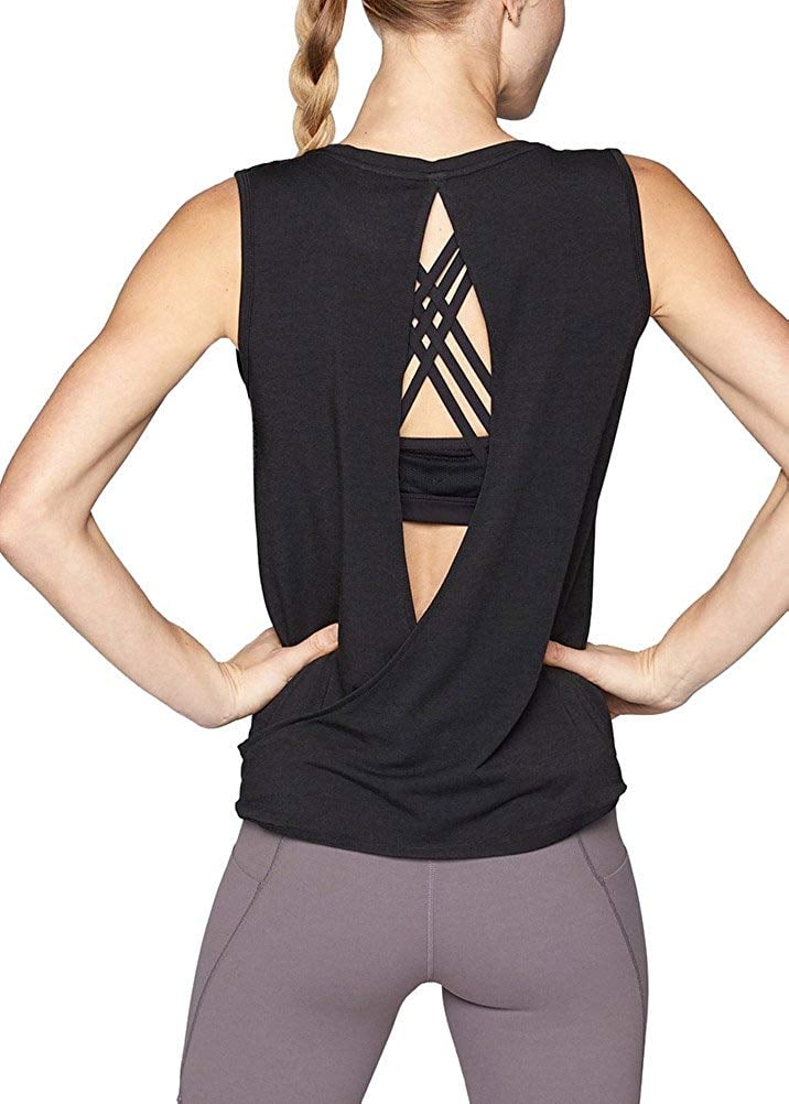 Mippo Women's Sexy Open Back Yoga Top