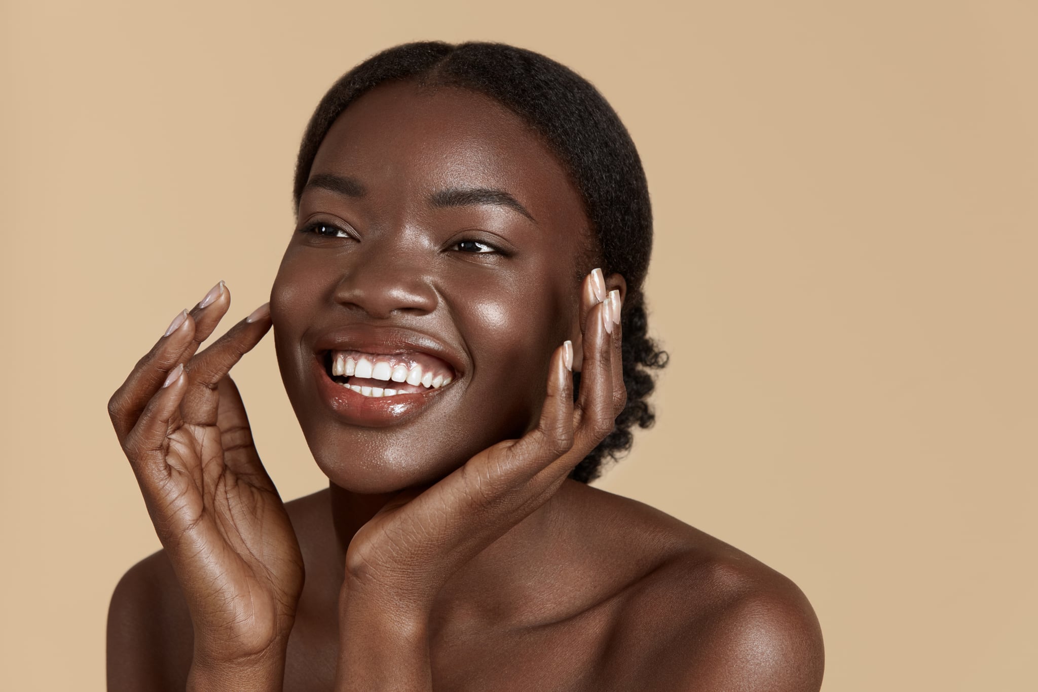 Dark skin girl with blue hair and makeup - wide 5