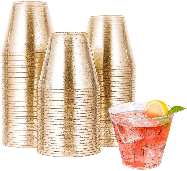 New Year's Eve Drinkware: Disposable Gold Plastic Cups