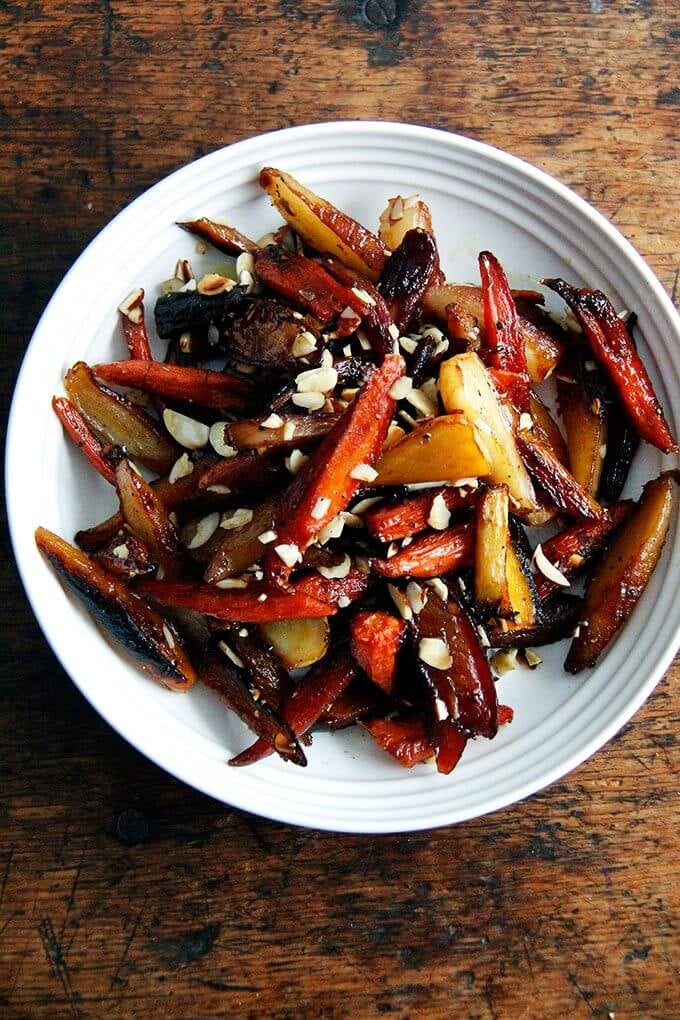 Twice-Roasted Carrots With Honey and Almonds