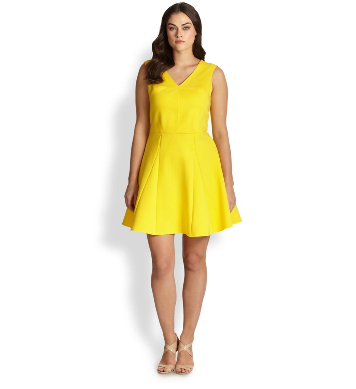 yellow fit and flare dress plus size