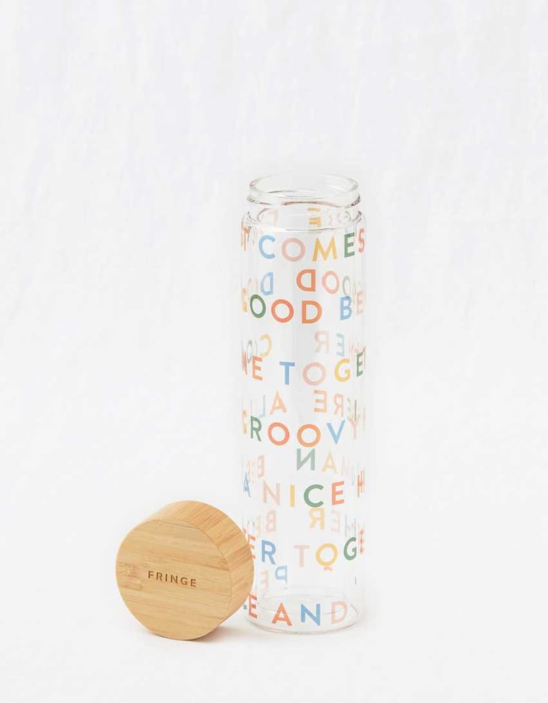 A Bottle With Cute Sayings: Aerie Fringe Glass Hydration Bottle