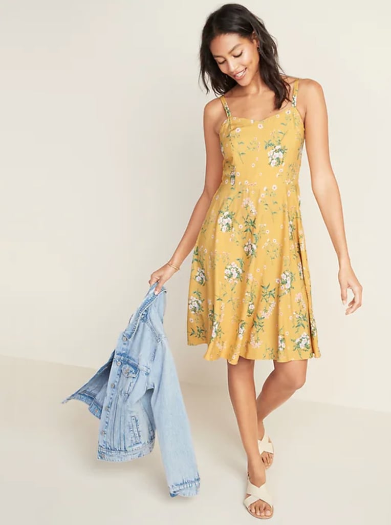 Old Navy Floral-Print Fit & Flare Ruffle-Hem Cami Dress