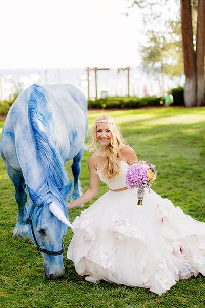 It's your fantasy wedding; why not walk down the aisle with a unicorn?!