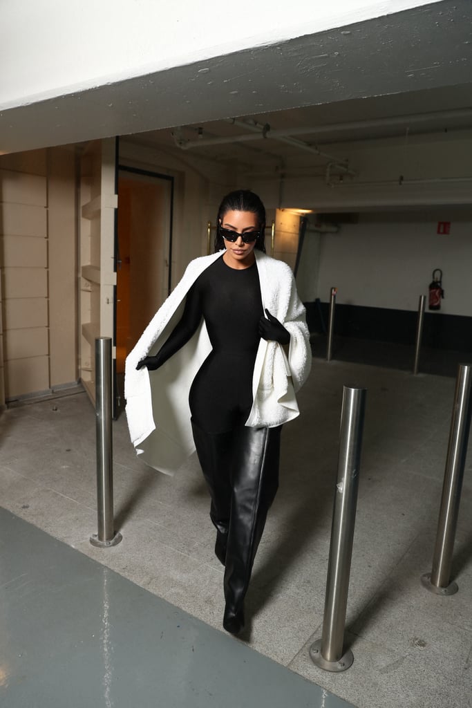 Kim Kardashian's Caution-Tape Catsuit at Balenciaga Show