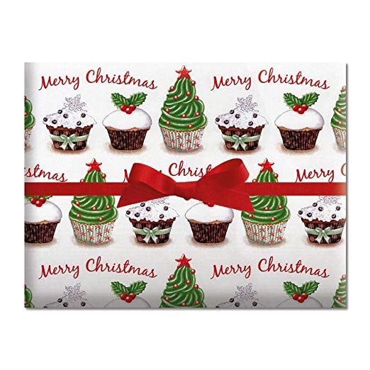 Christmas Cupcake Jumbo Rolled Gift Wrap