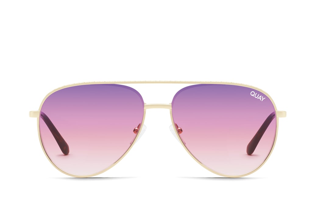 Quay x Lizzo Starry Eyed Sunglasses in Gold/ Purple Pink