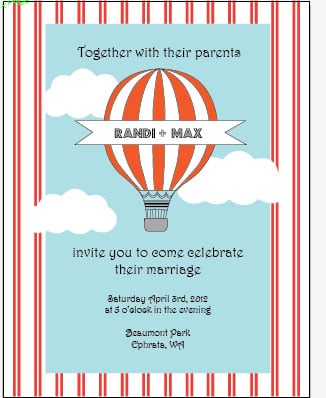 Hot Air Balloon Wedding Invitation