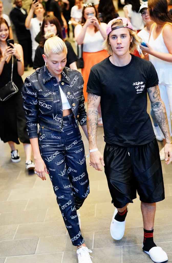 Hailey Bieber Wearing Versace Denim in NYC