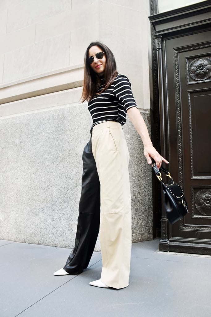 Easy Outfit Ideas: Leather Pants, a Striped Top, and Boots