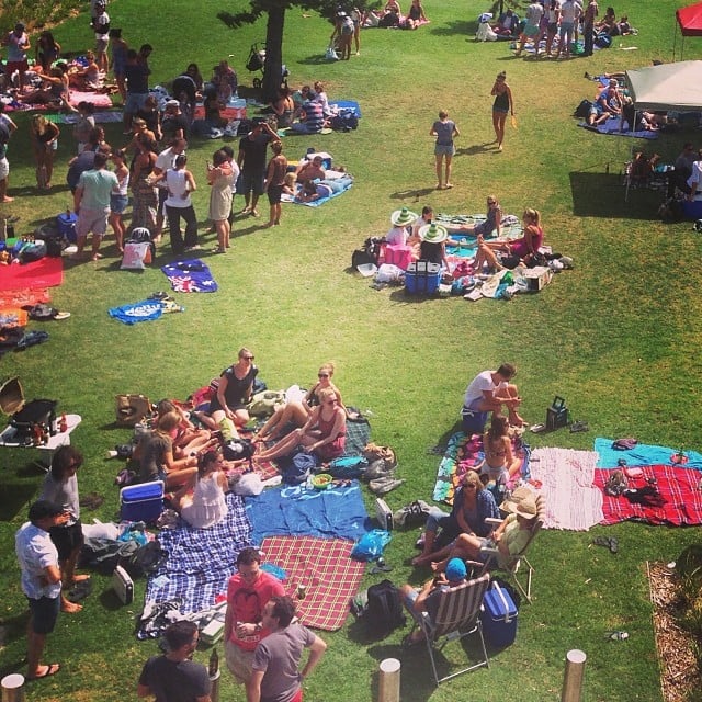 The parks are filled with sunny, happy picnics.