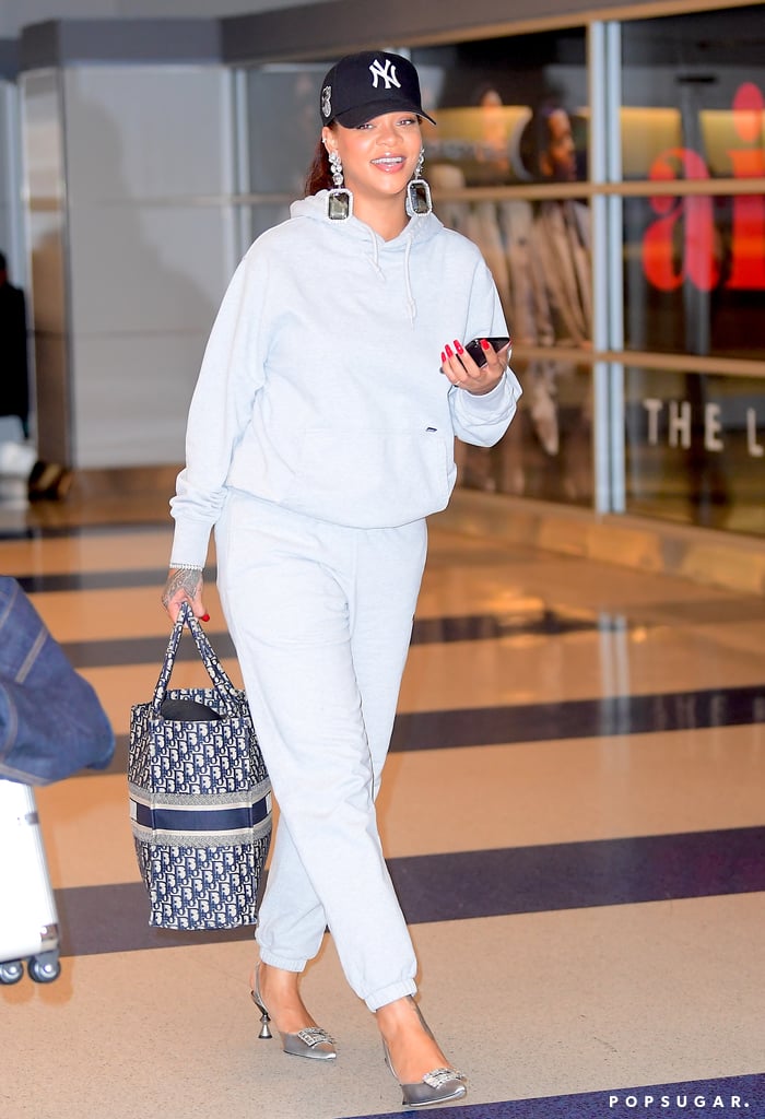 Rihanna Wearing Heels With Sweatpants at Airport | POPSUGAR Fashion