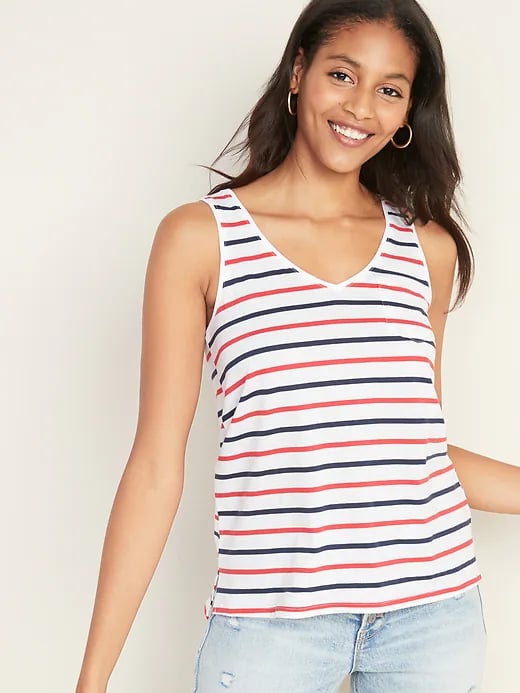 Old Navy EveryWear Striped Chest-Pocket Tank Top