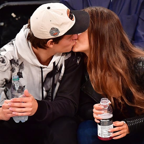 Ansel Elgort Kissing Violetta Komyshan at Knicks Game 2016