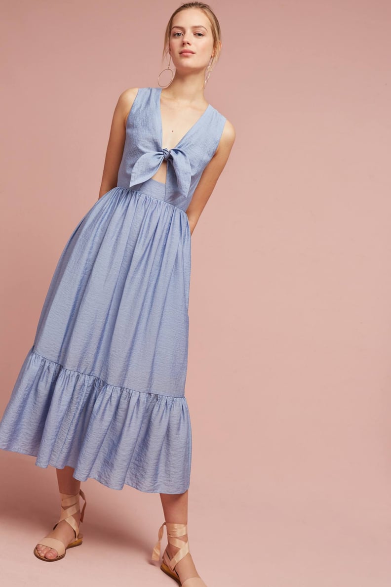 Shoshanna Kayla Tie-Front Midi Dress