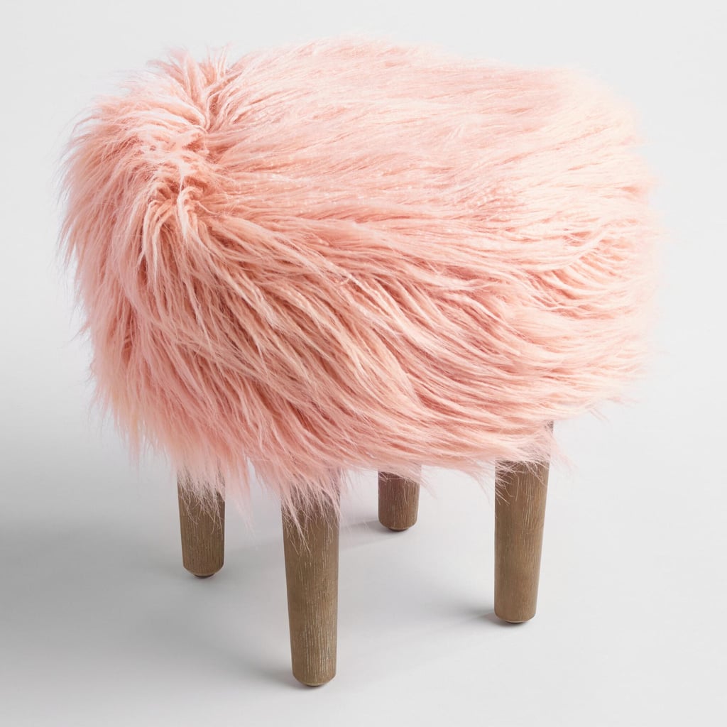 Blush Flokati Stool ($80)
