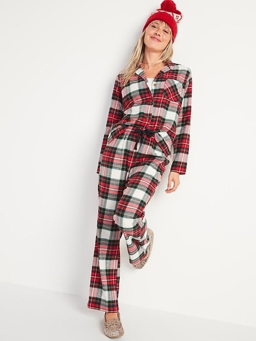 Patterned Flannel Pajama Set for Women