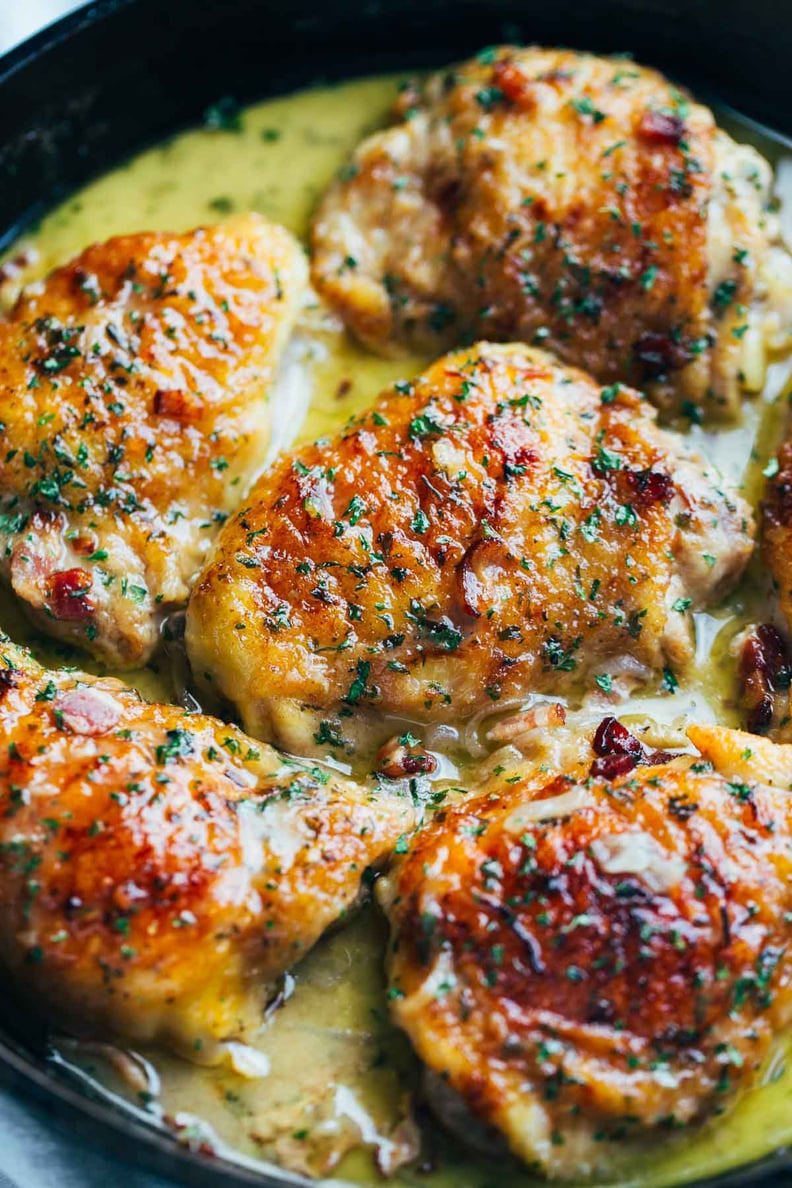 Skillet Chicken With Bacon White Wine Sauce