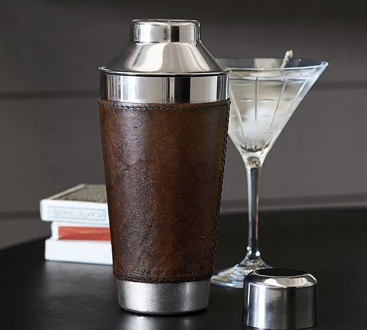 Pottery Barn Saddle Leather Cocktail Shaker