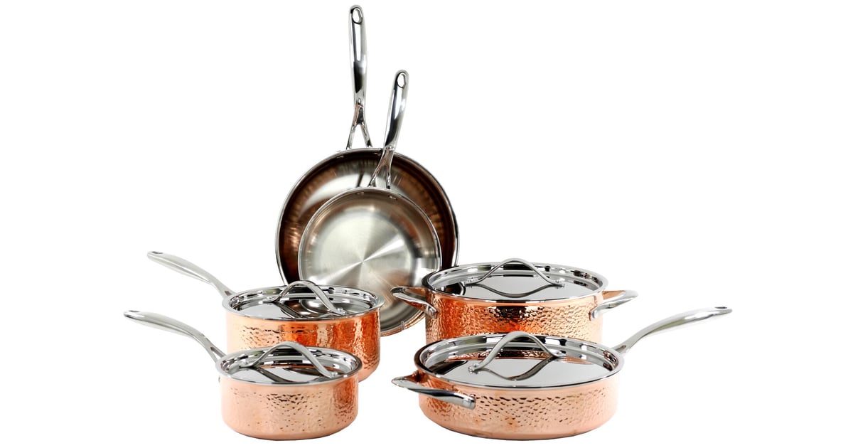 Oneida 10Piece Hammered Copper Cookware Set Shop Copper Pots and