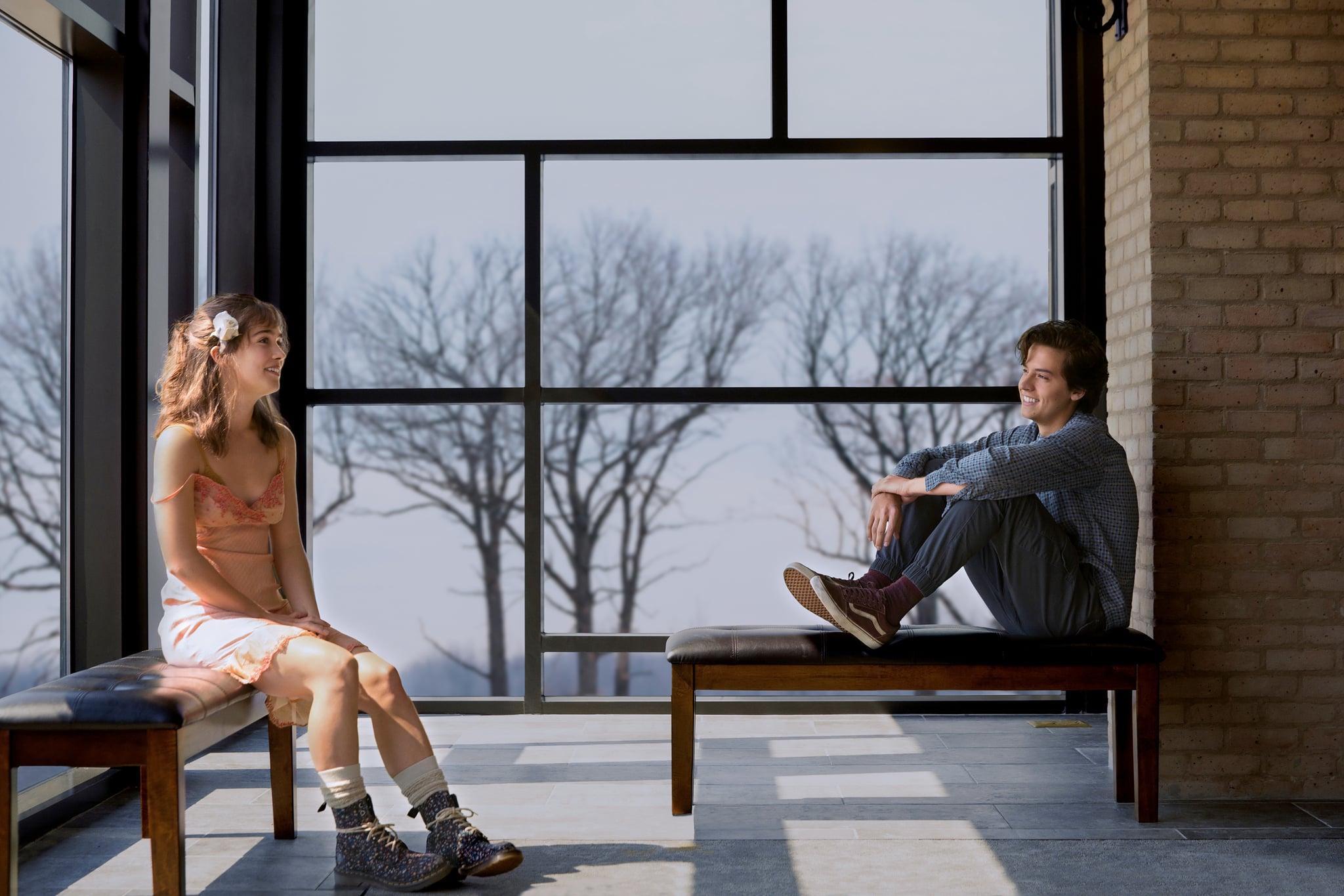 FIVE FEET APART, l-r: Haley Lu Richardson, Cole Sprouse, 2019. ph: Patti Perret/ CBS Films/courtesy Everett Collection