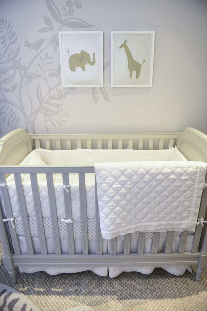 The classic, vintage-inspired Blythe crib sets the tone for the nursery's aesthetic.