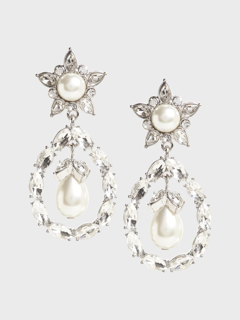 Banana Republic Crystal Pearl Statement Earrings