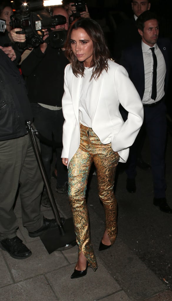 Victoria Beckham's Gold Pants September 2018