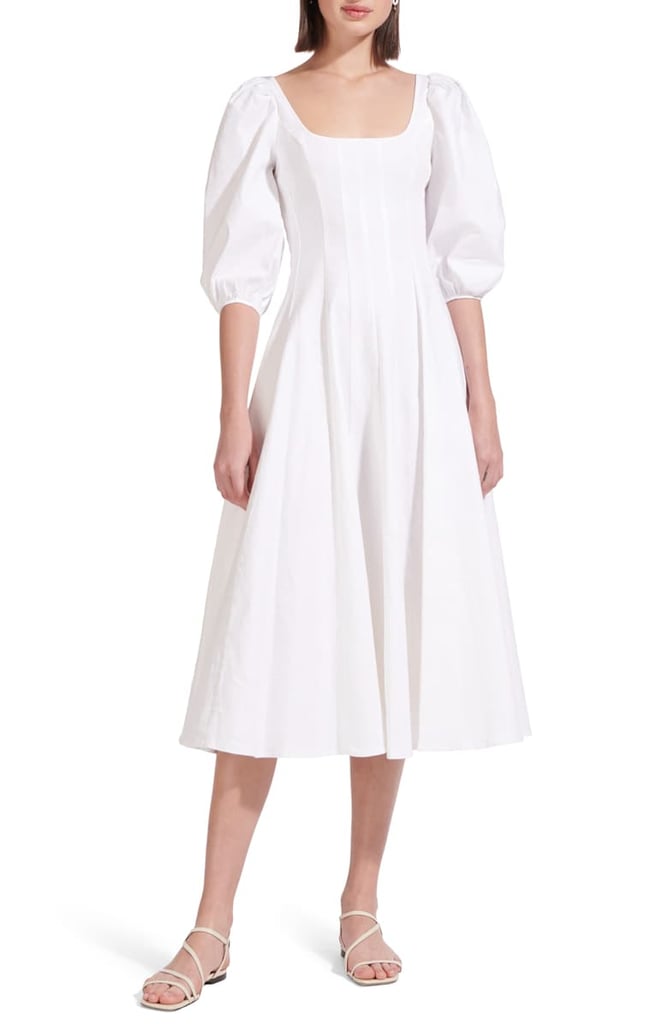 STAUD Swells Stretch Linen & Cotton Dress