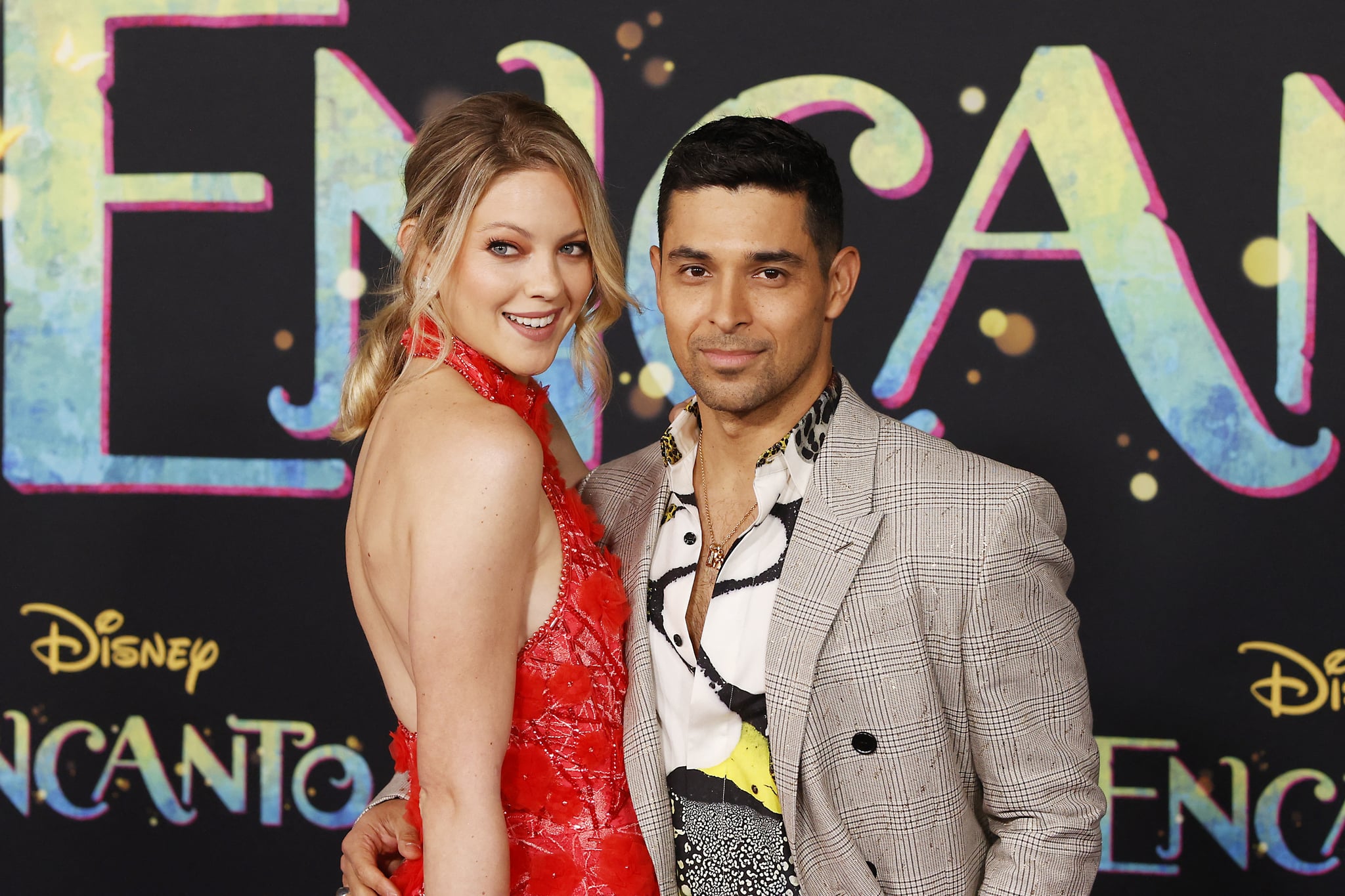 US actor Wilmer Valderrama (R) and wife Amanda Pacheco attend the premiere of 