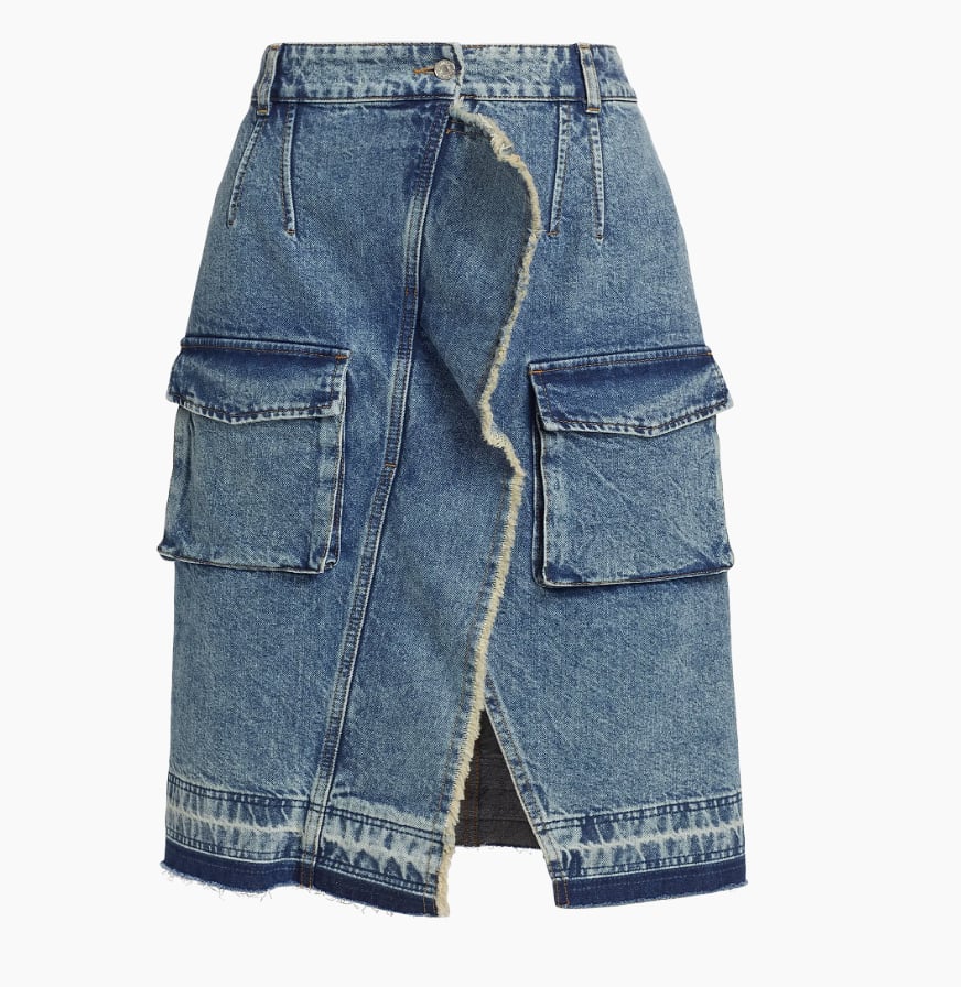 Moschino Jeans Ruffled Cargo Denim Midi-Skirt