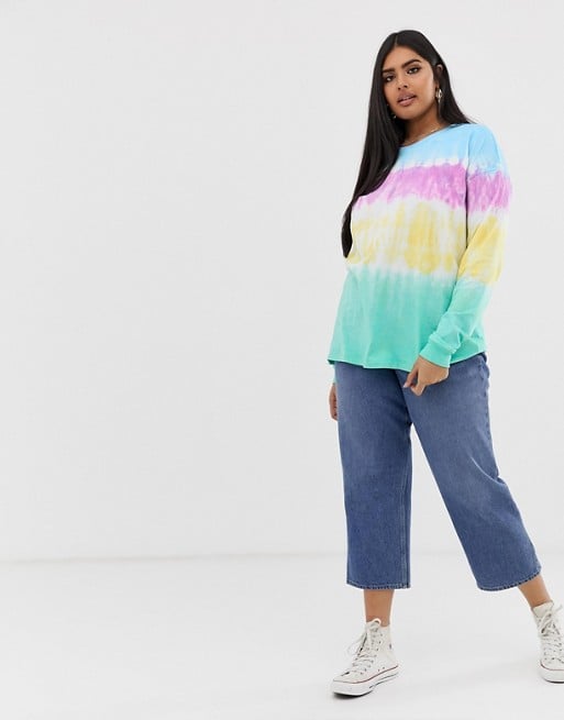 ASOS DESIGN Curve relaxed long sleeve t-shirt in tie dye