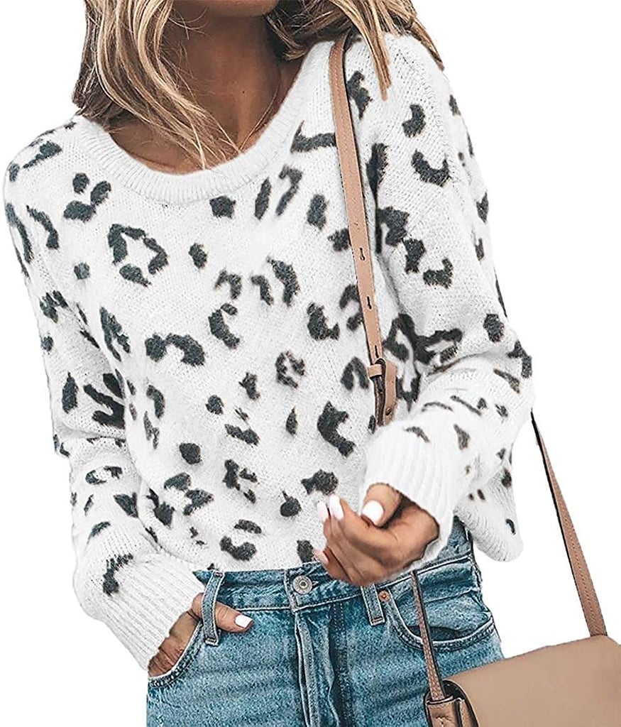 Karlywindow Casual Leopard Print Pullover Sweater