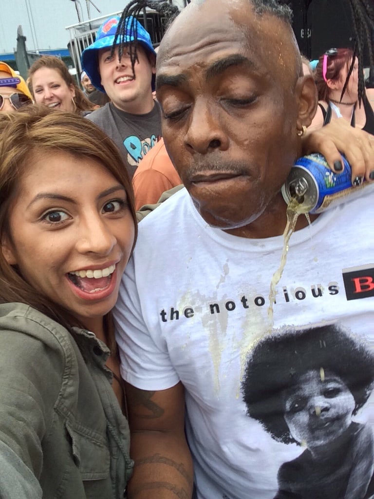 Pro tip: don't take a selfie with a popular celebrity like Coolio if you still have a drink in your hand.