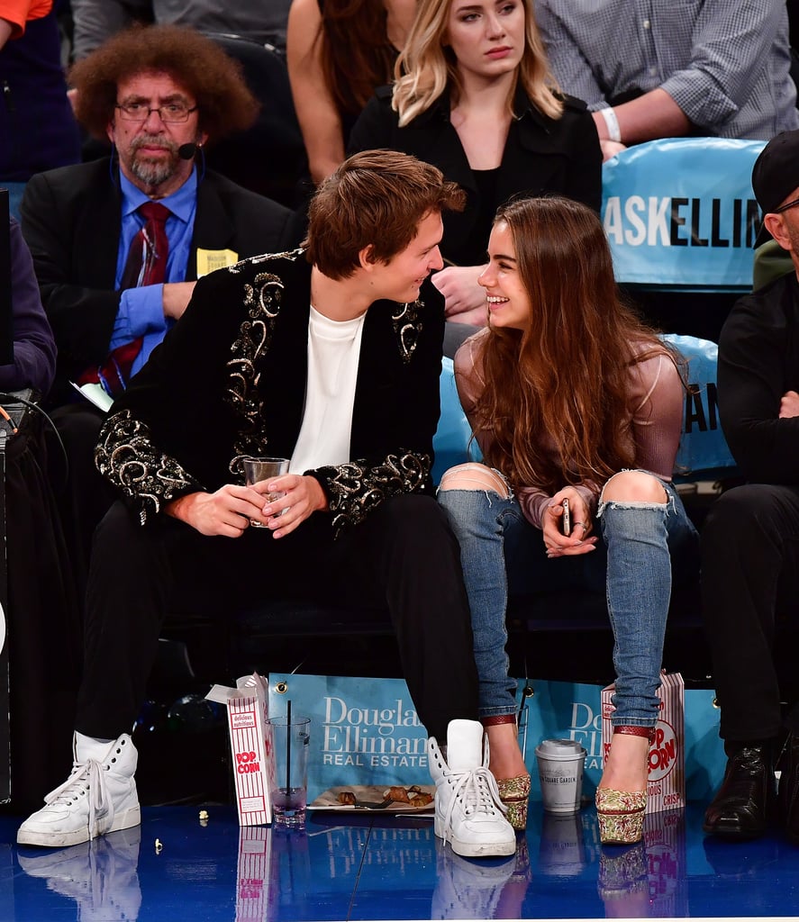 Ansel Elgort and Violetta Komyshan at Knicks Game Oct. 2016