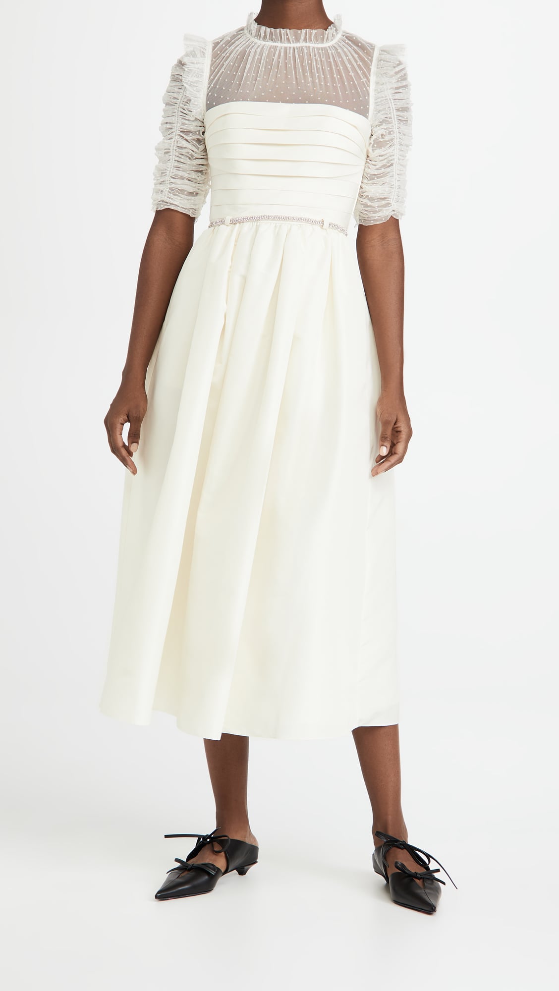 Self portrait store ivory taffeta dress