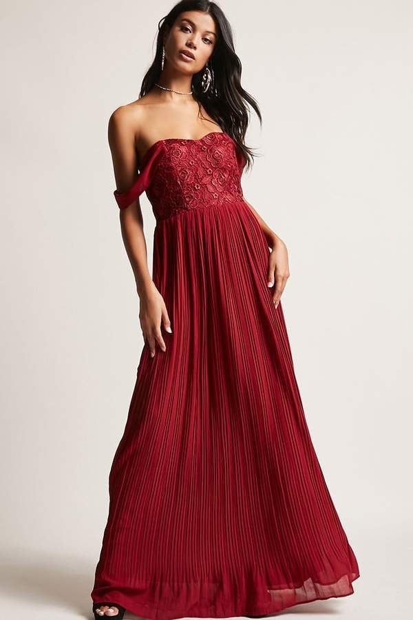 Forever 21 Soieblu Crochet Off-the-Shoulder Gown