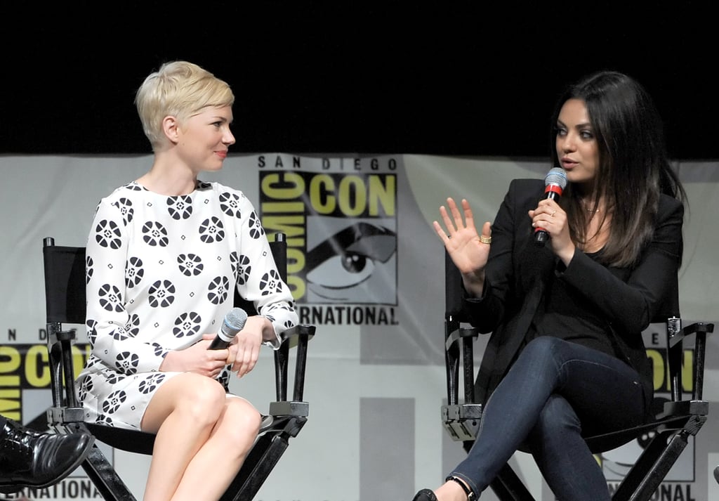 Mila Kunis spoke onstage with Michelle Williams at Comic-Con.
Mila Kunis spoke onstage with Michelle Williams at Comic-Con.