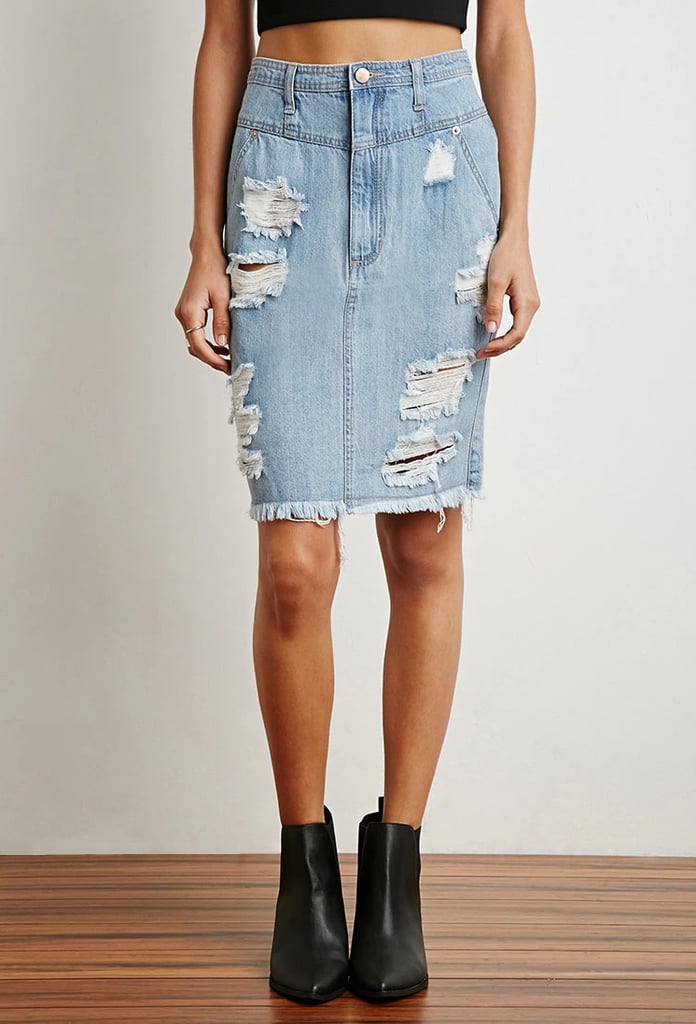Forever 21 Distressed Denim Pencil Skirt ($28)