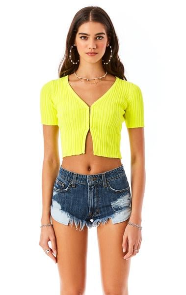 Millau Fine Gauge Short Sleeve Cardigan Sweater