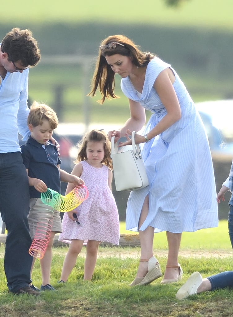 Ah, the sibling roles are back to normal, and George manages to get both his hands on said slinky. The real star of this photo, though, is Kate attempting to get her life together in the fleeting minutes she has before the kids get bored or hungry.