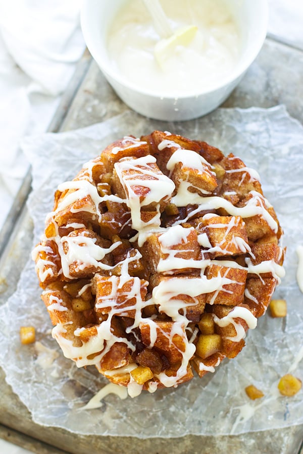 Caramel Apple Pull-Apart Bread With Cream Cheese Frosting