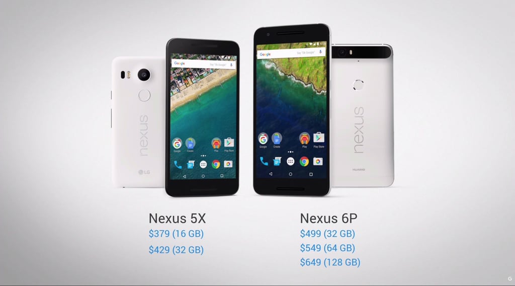The final prices for each model of the Nexus 5X and Nexus 6P.